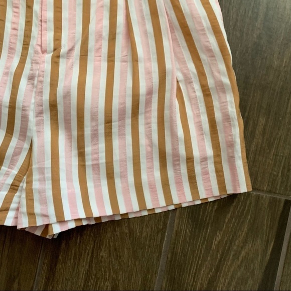 FRAME Pleated Pink Striped High Waisted Shorts Copper Multi Sz 2 - Picture 5 of 10